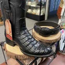 Botas Vaqueras De Piel Original Con Cinturón 