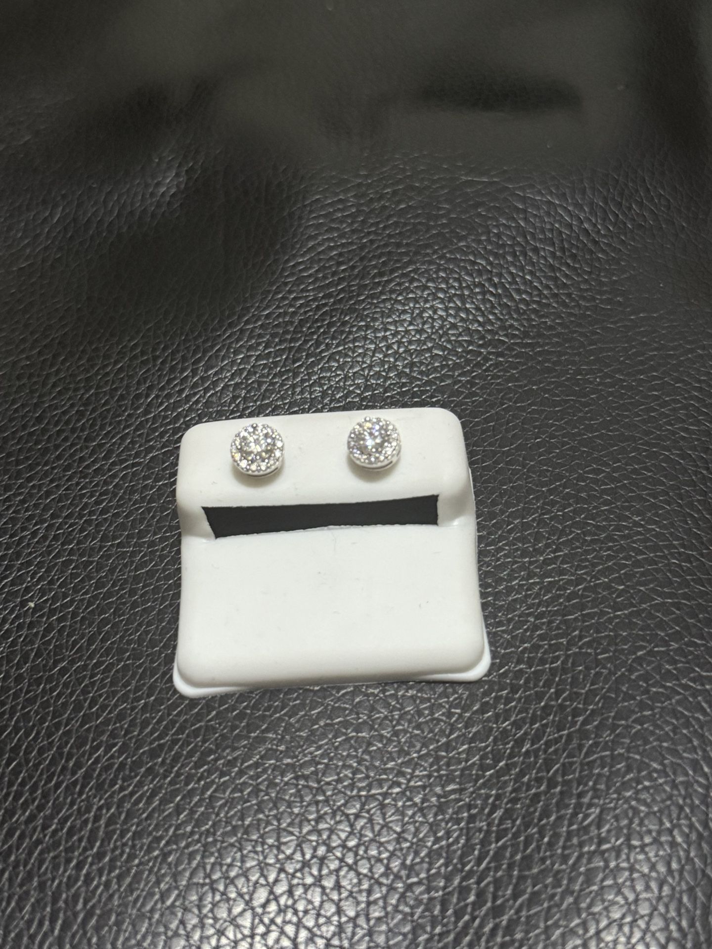 925 Sterling Silver Moissanite round Halo Earrings
