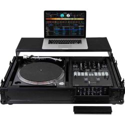 Odyssey FZGS1BM10WBL Black 10″ Format DJ Mixer and Turntable Coffin Flight Case with Glide Platform