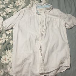 Men’s Vintage White Short Sleeve Button Up Size Small