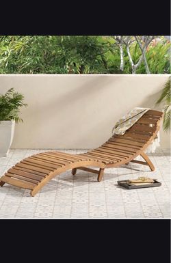 Outdoor Wood Slatted Folding Chaise Lounge