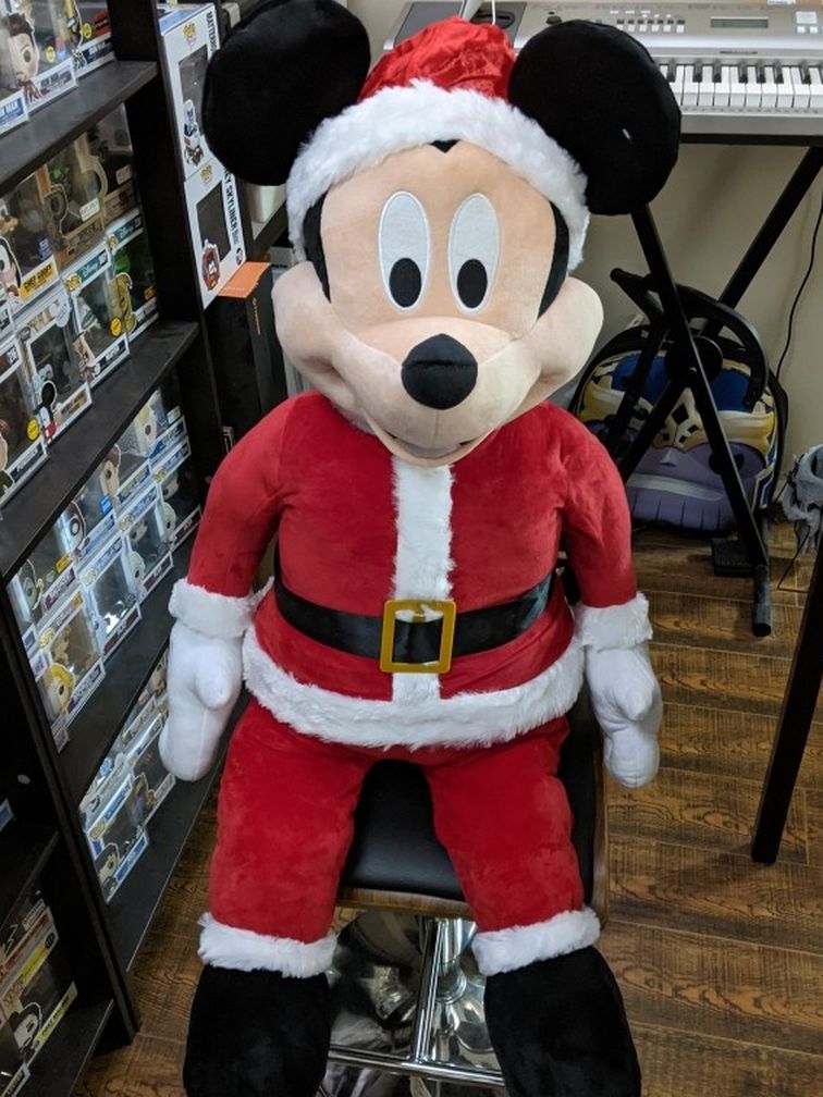 Huge Christmas Santa Mickey Mouse Stuffed Animal - Pristine Condition