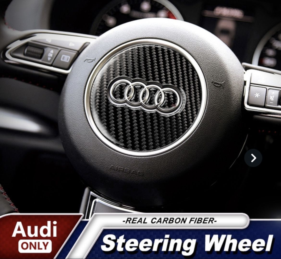 Car Interior Carbon Fiber Steering Wheel Buttons Stickers For Audi A3, A4, A5.A6, Q3