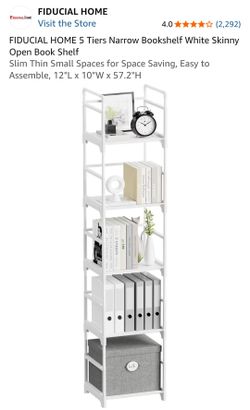 Fiducial Home 5-Tier Narrow White Bookshelf