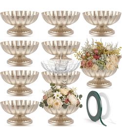 10 Pcs Metal Compote Bowl for Centerpiece Flower Holder