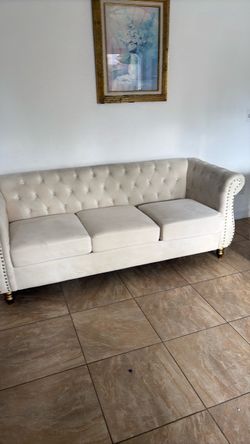 2  cream velvet couches  300