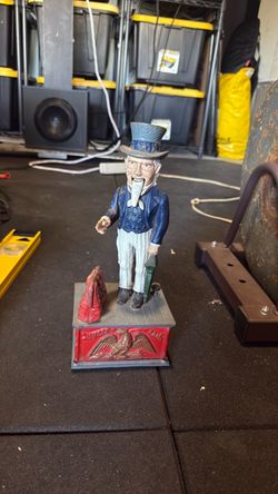 Vintage Uncle Sam Cast Iron Mechanical Coin Bank