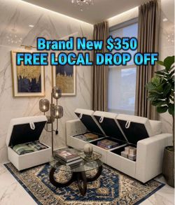Beige 3 seater sofa 🛋️ with storage all around brand new in box couch FREE LOCAL DROP OFF