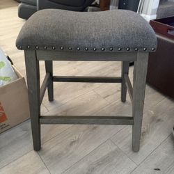 Two Backless Gray Bar Stools 