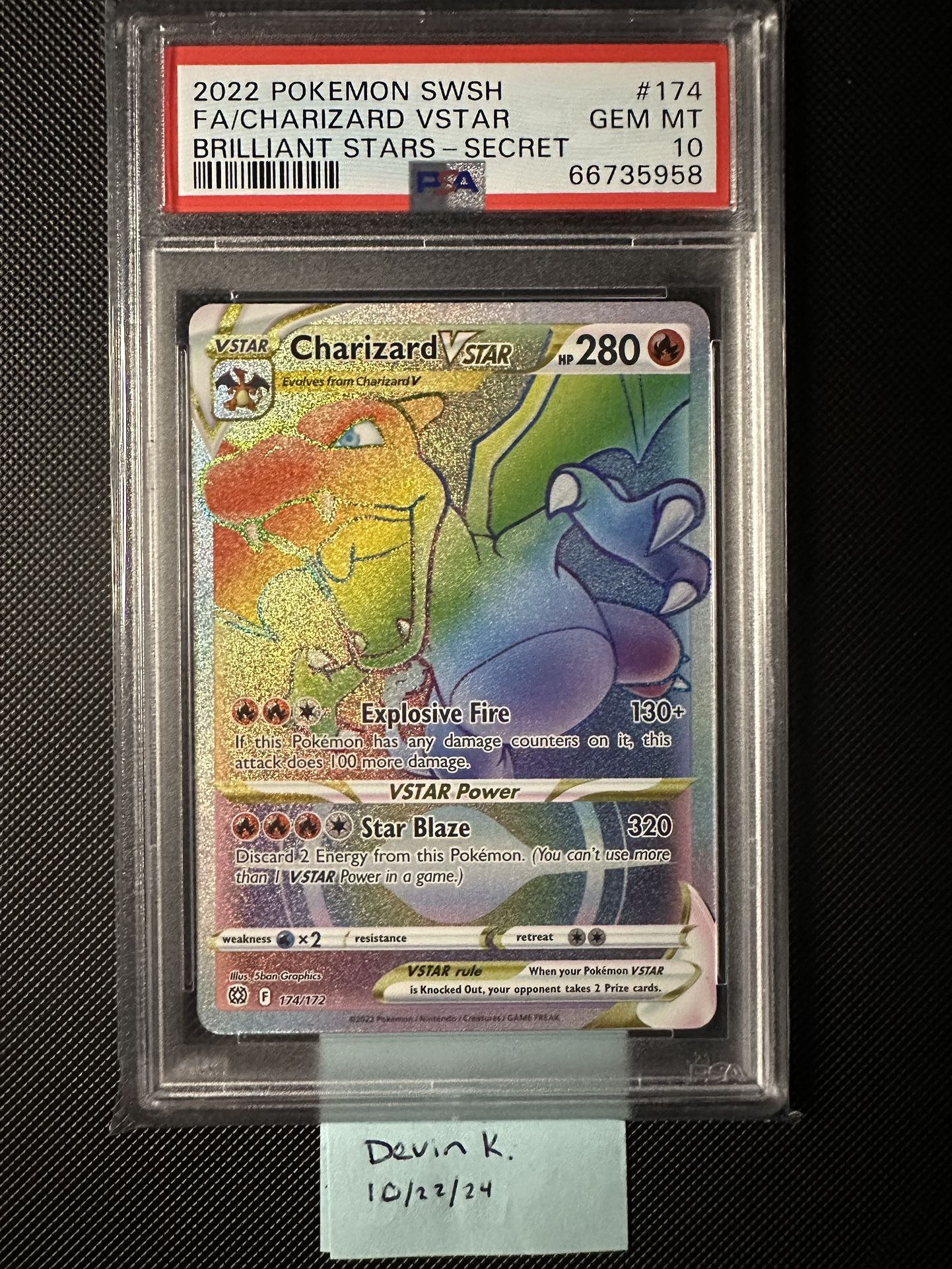 PSA 10 Charizard VSTAR #174 Pokemon Brilliant Stars