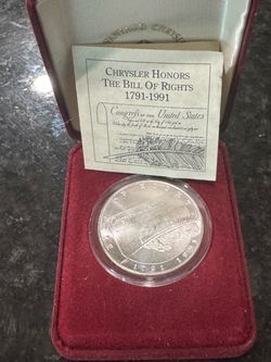 1 Oz silver Chrysler Co.  Bill of Rights Commemorative Silver Dollar