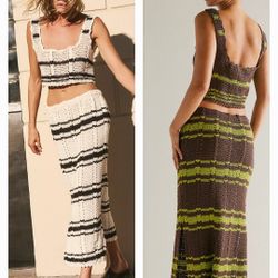 New Free People Two Piece Crochet Skirt Sets Size XL $50 Each 