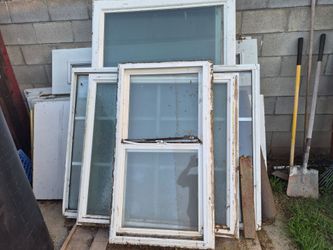 Used White Window Frames with Glass