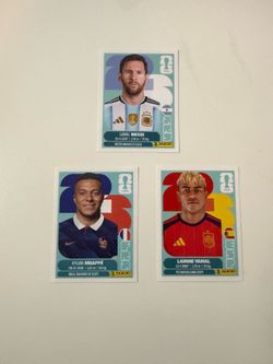 Lionel Messi, Kylian Mbappe, Lamine Yamal Panini Stickers
