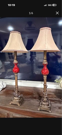 Red lamps set of 2