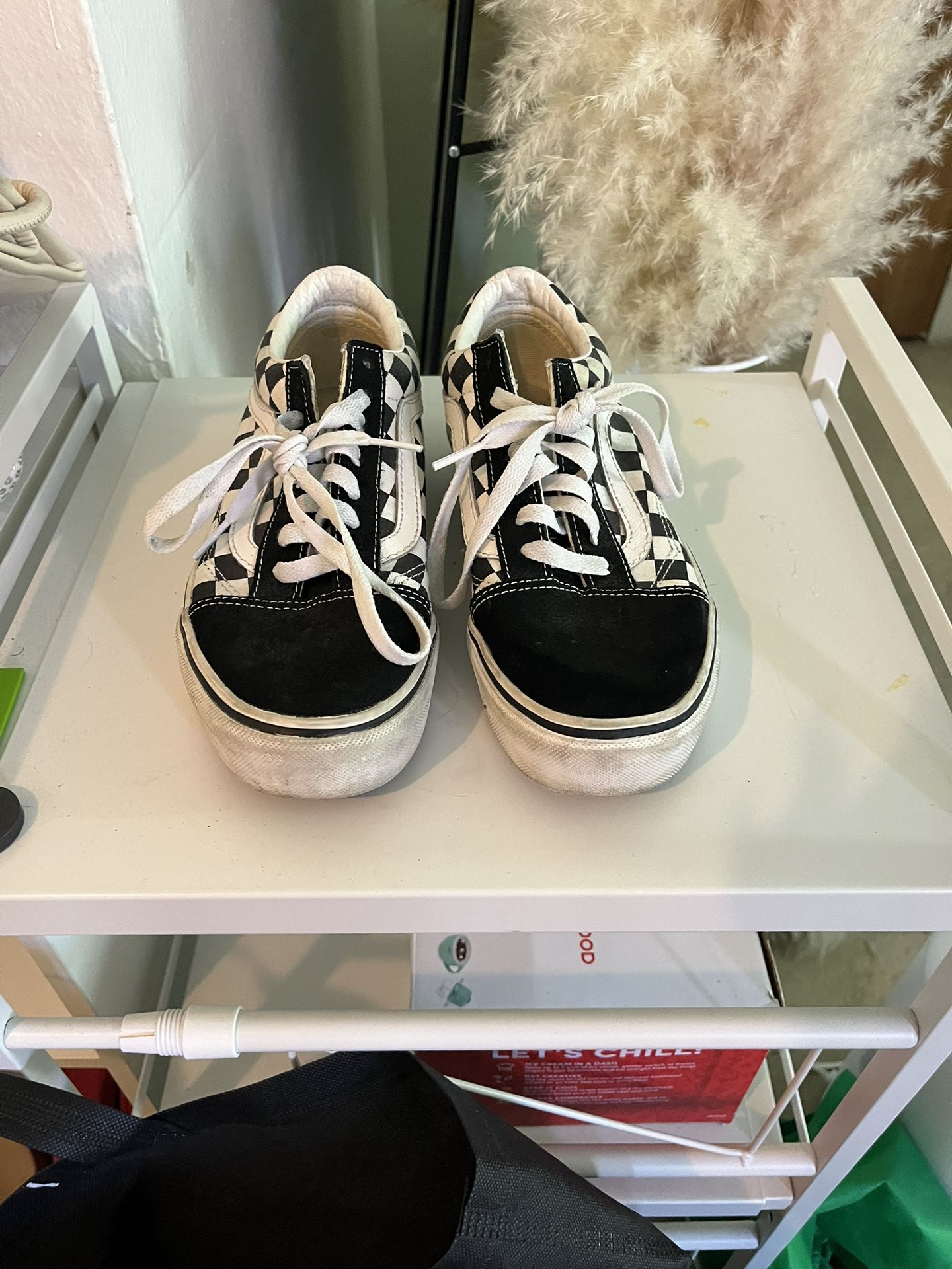 Used Black and white checkered Vans Old Skool trainers – Still Have Life Left!