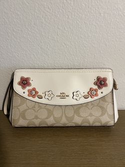 Coach Floral Flap Clutch Wristlet Handbag