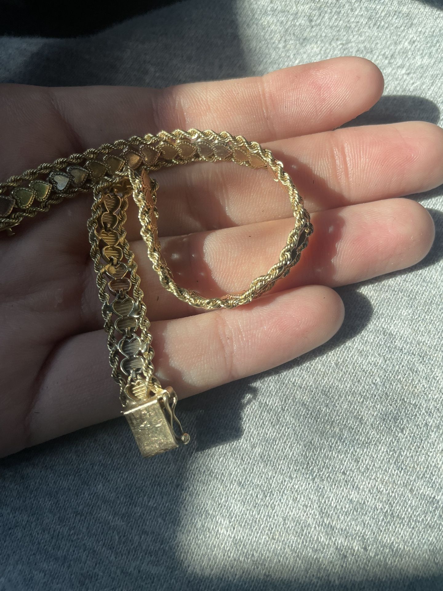 14K Real Gold heart Bracelet 