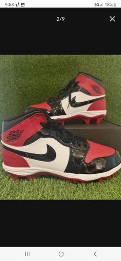Brand New Nike Air Jordan 1 Mid TD Football Cleats Red Black White Men Size 9