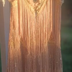 S\M Flapper Style Fringe Mini Dress Rose Gold