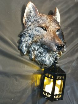Wolf- Coyote Head Wall Mount with Lantern