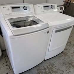 LG Large Capacity Top Loading Washer And Gas Dryer Set 