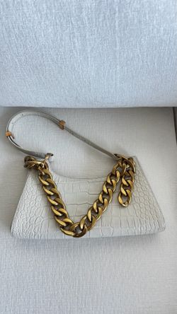 Apede Mod White Croc Embossed Shoulder Bag