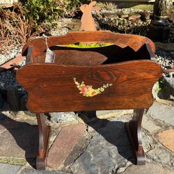 Adorable Vintage Standing Wood Magazine/ Book Holder 