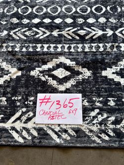 RUG, #1365, Charcoal Aztec, 6x9