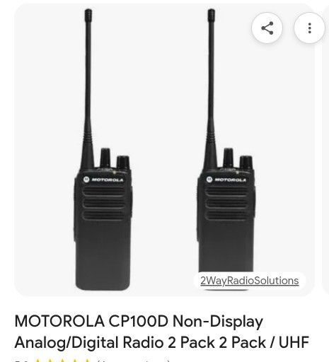 Set Of 2 Motorola CP100D TWO WAY RADIOS With Microphone