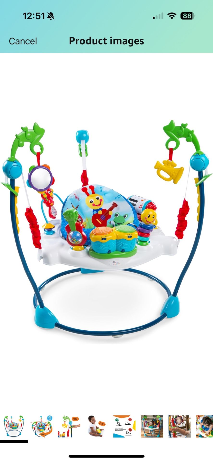 Baby Activity Jumper Infant Entertainer with Lights and Melodies, Age 6 months +, Max weight 25 lbs., Unisex