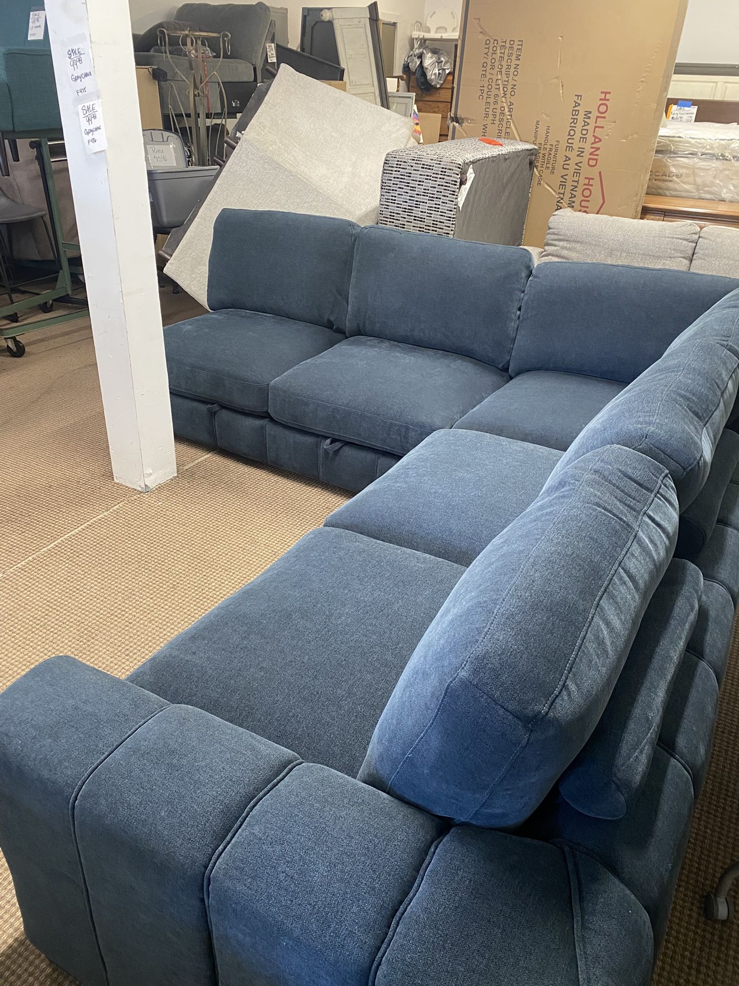 NEW COZY 3PC “PARTIAL” SECTIONAL WITH PULLOUT BED