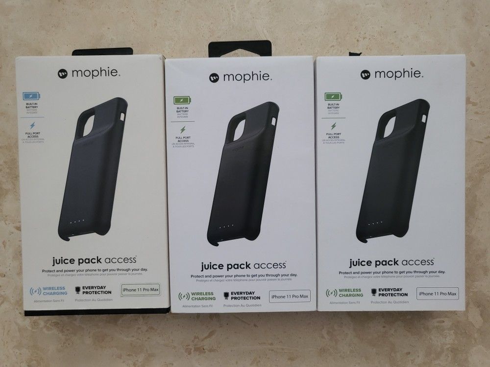 (3x) - Mophie Juice Pack Access Protective Battery Case for iPhone 11 Pro Max - Black