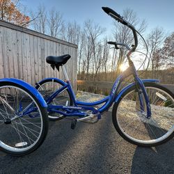 Schwinn Meridian Adult Tricycle Bike, 24 Inch 3 Wheels, Low Step-Through Frame, Large Cruiser S