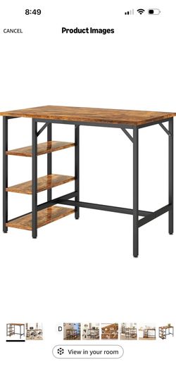 40”H Bar Table with 3 Storage Shelves