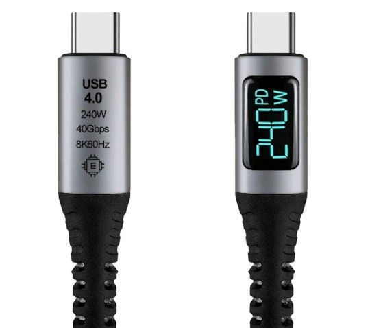 3ft USB4 Type-C Thunderbolt 4 (40Gbps 240W PD 8K) w/LED Cable
