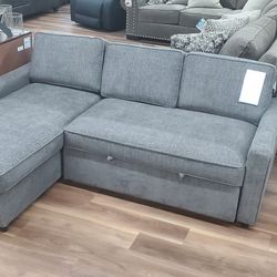 New Sectional With Pop Up Bed Sleeper In Grey 