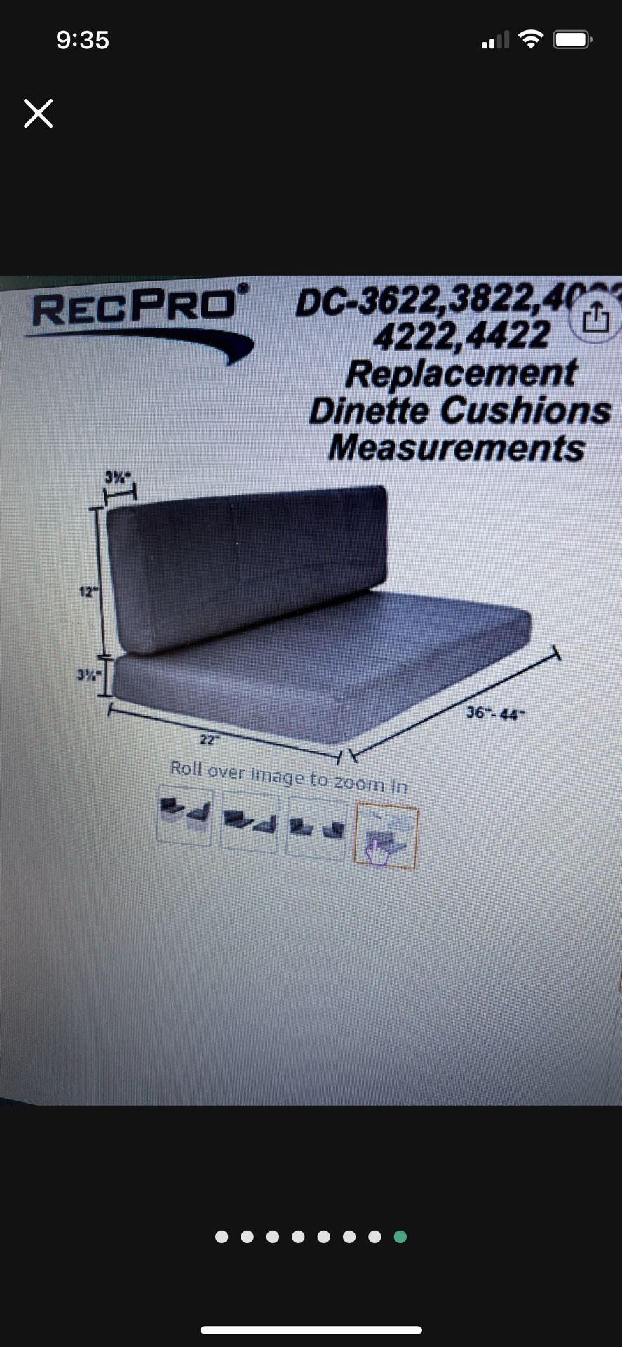 Recpro Rv Dinette Booth Cushions With Memory Foam Back Rest And Seat - NEW