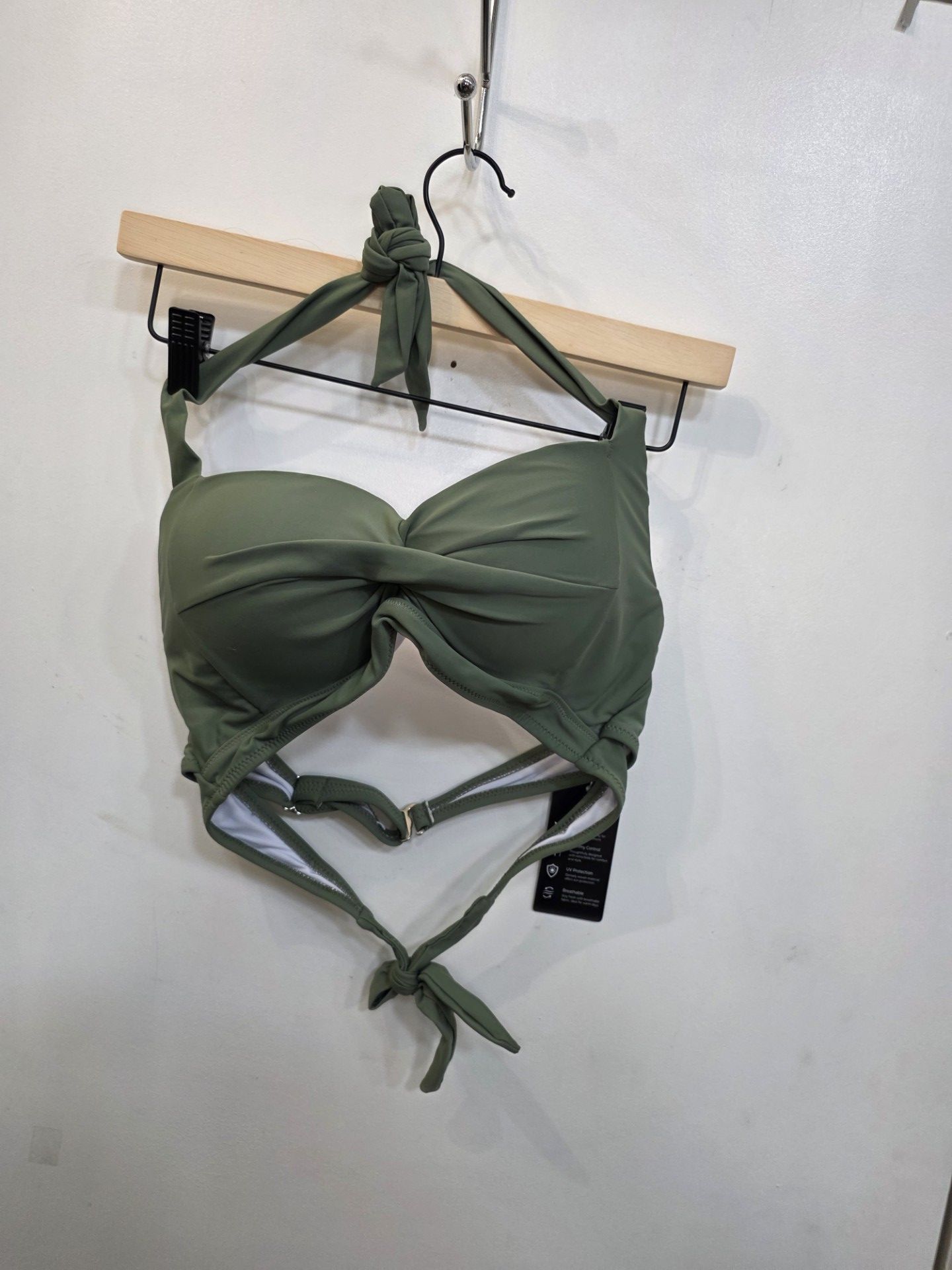 NWT Olive Green Bikini Set Halter Top High Waist Bottom Medium