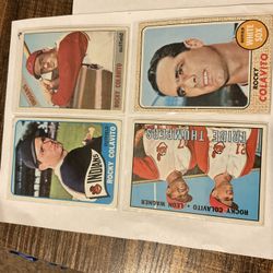 4 Vintage 1960s Topps Rocky Colavito Baseball Cards Cleveland Indians, Detroit Tigers Legend