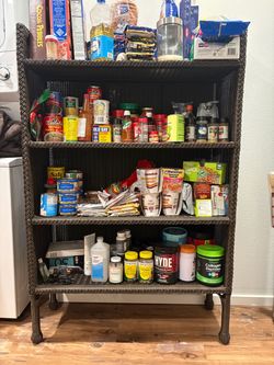 Dark Brown Wicker 3-Tier Storage Shelf