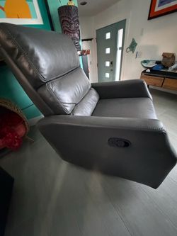 Gray Leather Recliner Swivel Chair