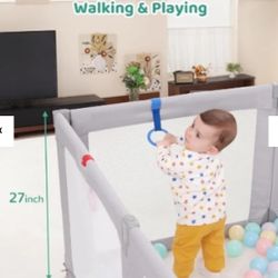 Foldable Playpen 47"x49" Grey