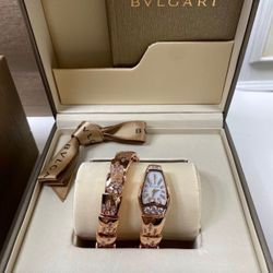 Bulgari Serpenti 18K rose gold and diamond ladies watch