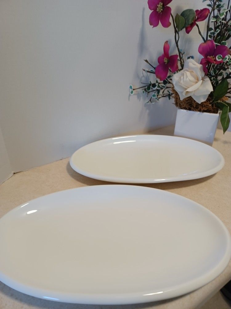 Dowan White Stoneware Oval Serving Platters