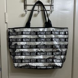 Victoria’s Secret Black Silver Sequin Bling Tote