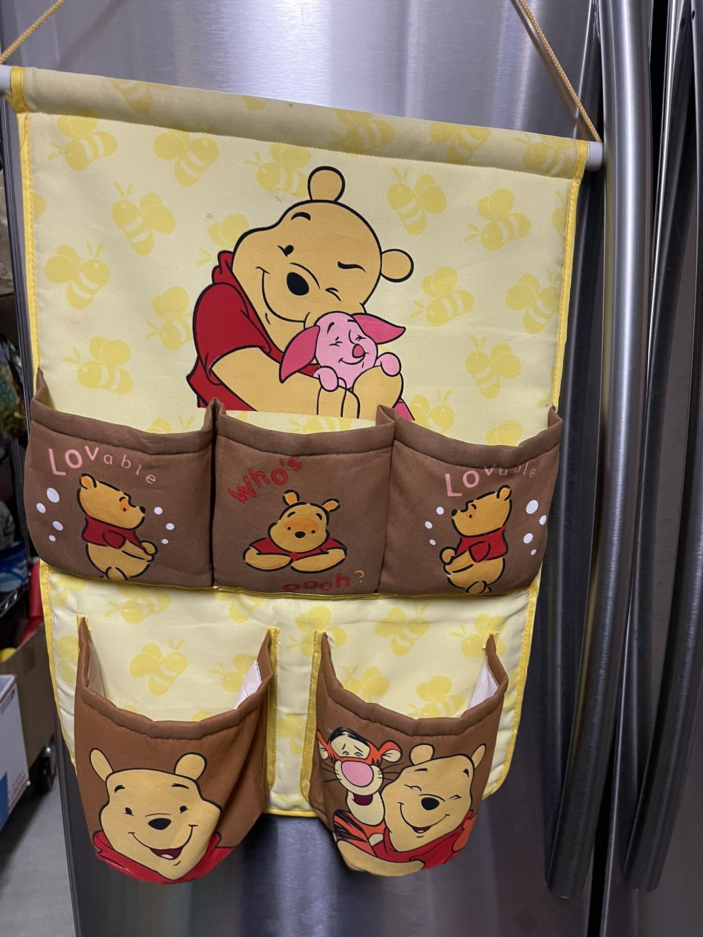 Disney Home Hanging Winnie the Poo Pocketed Toy Storage, Early Vintage Rare