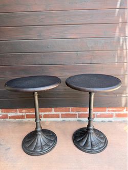 Pair of Restoration Hardware Cast Iron Accent Tables – Chrysanthemum Collection