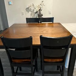 Counter Height Dining Table Set w/ 4 Chairs – Wood Top | 1-2 Yrs
