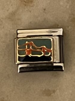 Puzzle Collection Italian 9mm Stainless Steel Golden Gate Bridge Charm Link  EUC